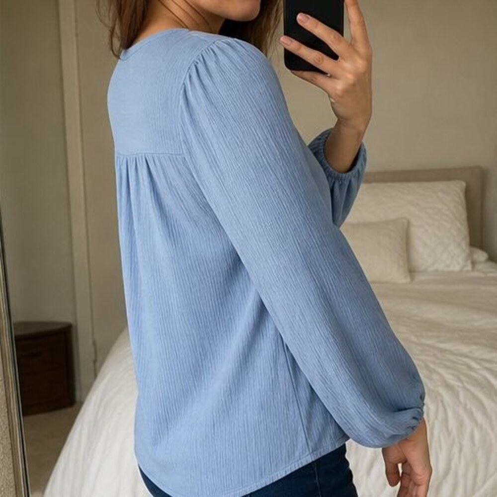 Blue Button Blouse - Picture 3 of 6
